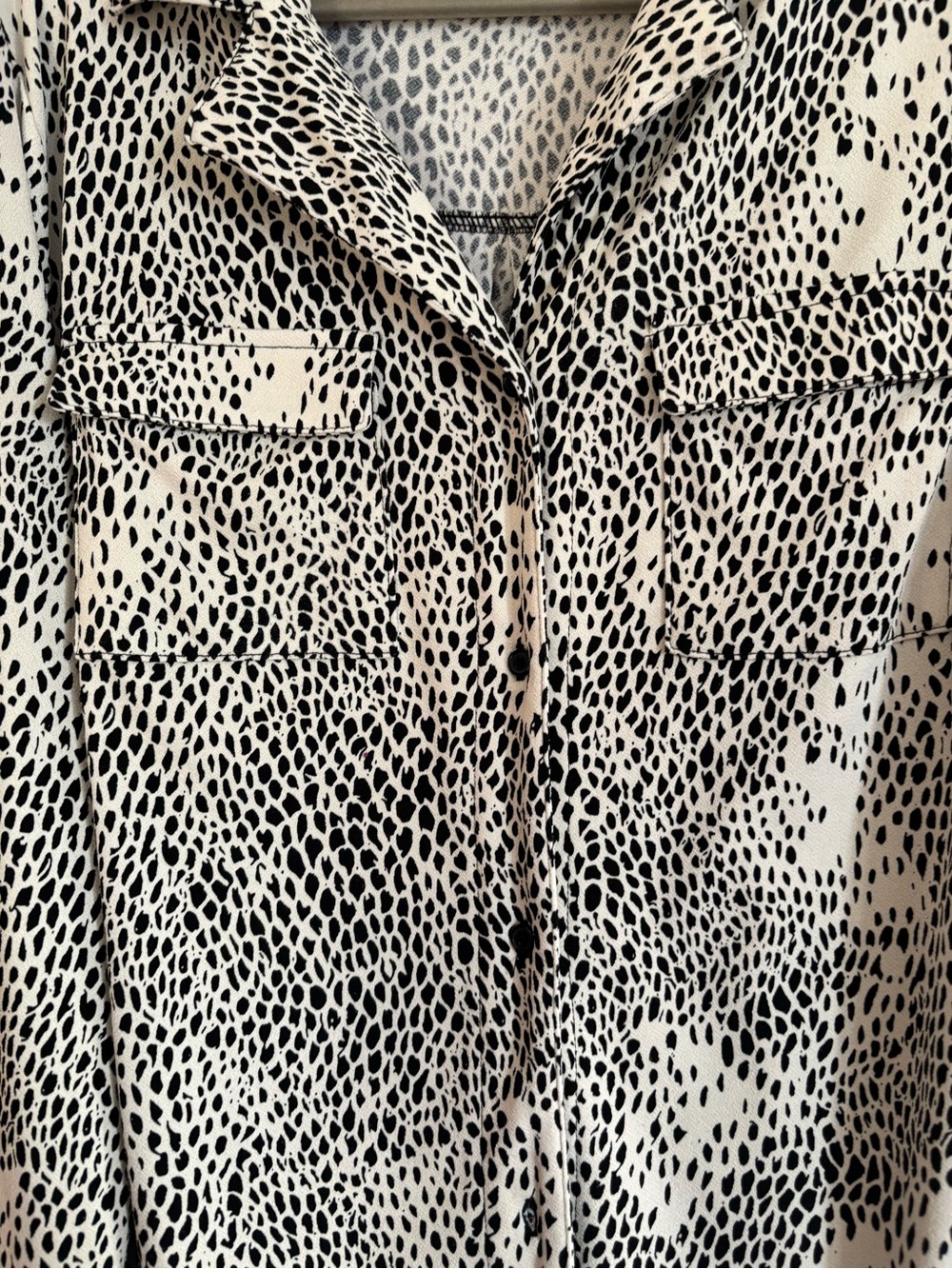 Adrianna Papell Black & White Dotted Animal-Print Button-Down - Picture 3 of 4